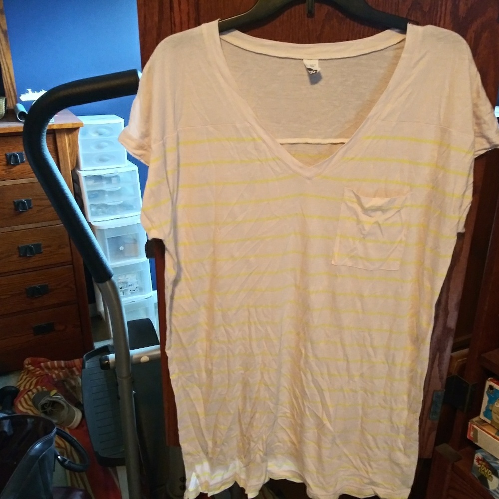 BP Oversized Neon Stripe V-Neck Shirt